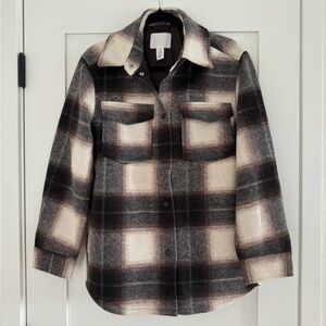 H&M Black and Cream Plaid Shacket